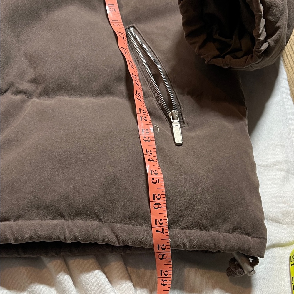 Anne Klein II, real down, Brown Hooded Jacket with Faux Fur Trim - Picture 7 of 11